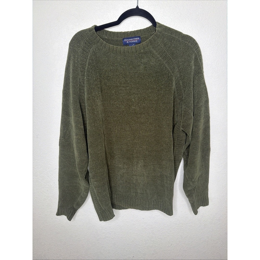 Fisherman Sweater Mens L Green  Cotton Blend Ribbed Earthy Granola Indie